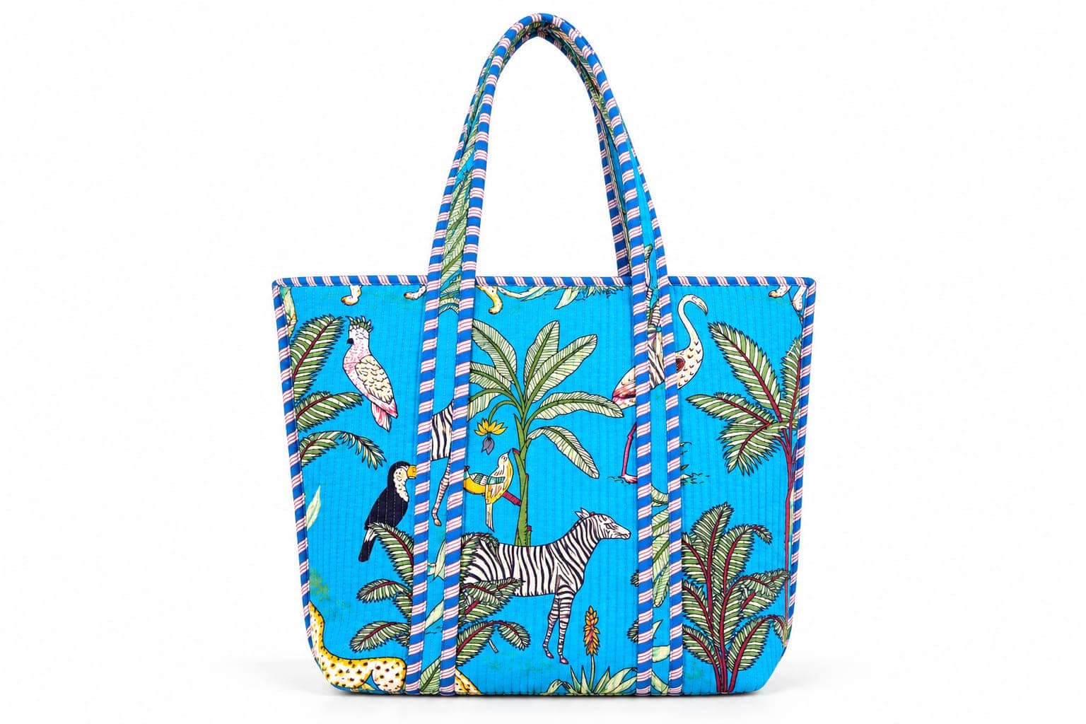 Quilted safari tote, front, on a white ground